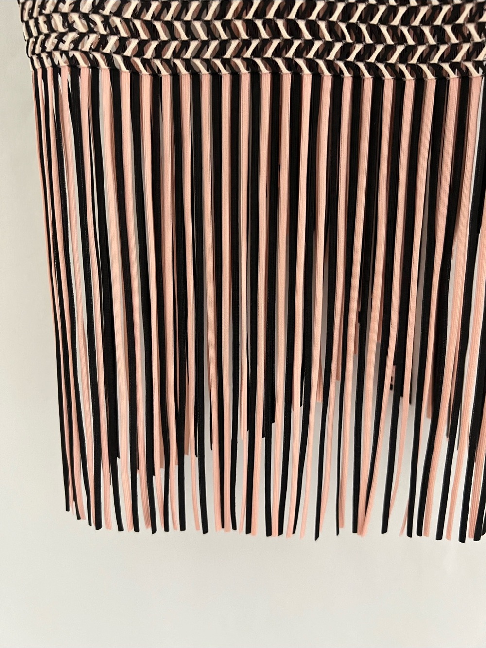 NWT Zara Trafaluc Black & Cream Fringe Midi Skirt Medium - Picture 7 of 10